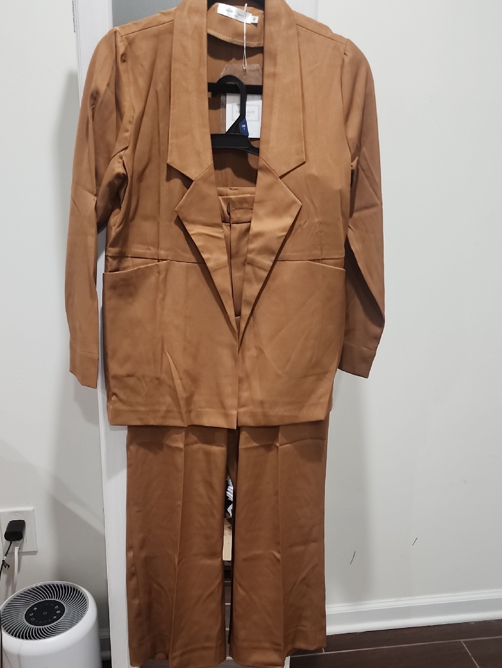 Two-Piece Camel Brown Suit Jacket and Pants